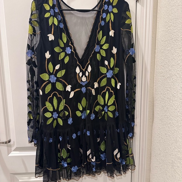 248. Free People Hearts Are Wild Mini Dress Black Small - Picture 7 of 7